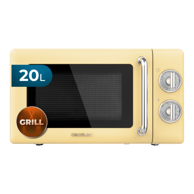 ProClean 3110 Retro Yellow Microondas mecánico con grill de 20 L - Tecnología y Fiabilidad Garantizada