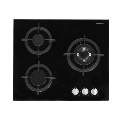Placa de Gas CORBERO CPCGY2303N 3 fuegos CristalGas