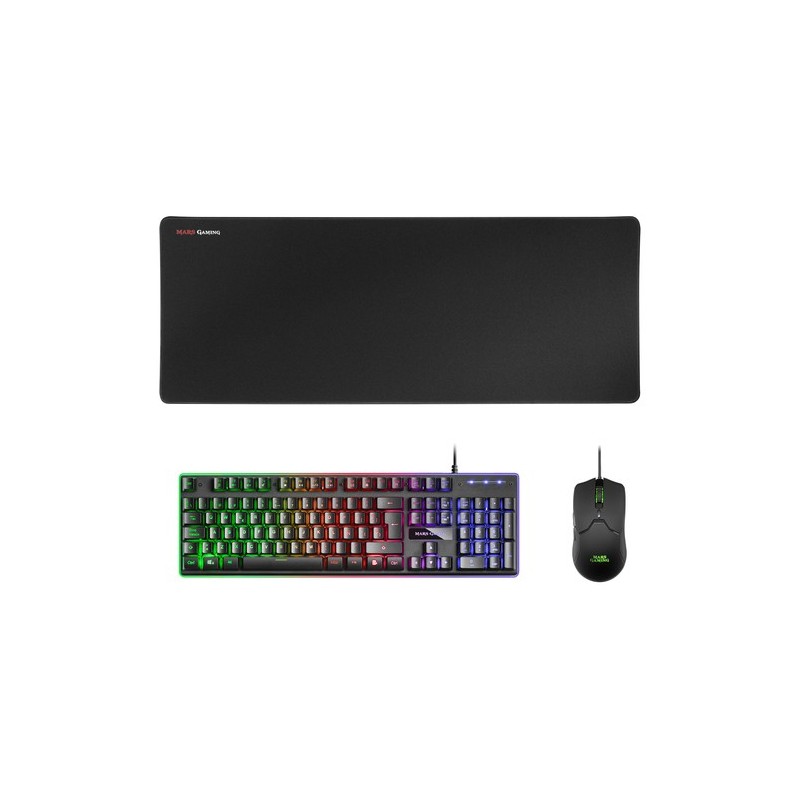 Mars Gaming MCPXBES Combo Teclado+Ratón+Alfombrilla Negro ES