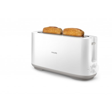 Philips Daily Collection Tostadora de plástico con ranura larga y función para panecillos