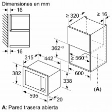 Balay 3CG6112X3 microondas Integrado Microondas con grill 20 L 800 W Acero inoxidable