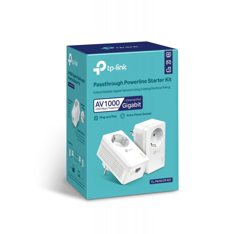 TP-Link TL-PA7017P KIT adaptador de red PowerLine 1000 Mbit/s Ethernet Blanco 2 pieza(s)