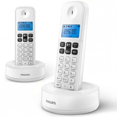 Teléfono Inalámbrico Philips D1612W 34  Pack DUO  Blanco