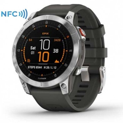 Smartwatch Garmin Epix 2  Notificaciones  Frecuencia Cardíaca  GPS  Plata y Gris