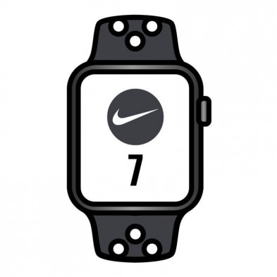 Apple Watch Series 7  Nike  GPS  Cellular  41 mm  Caja de Aluminio en Negro Medianoche  Correa Deportiva Nike Antracita Negro