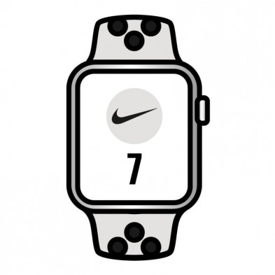 Apple Watch Series 7  Nike  GPS  41 mm  Caja de Aluminio en Blanco Estrella  Correa Deportiva Nike Platino Negro
