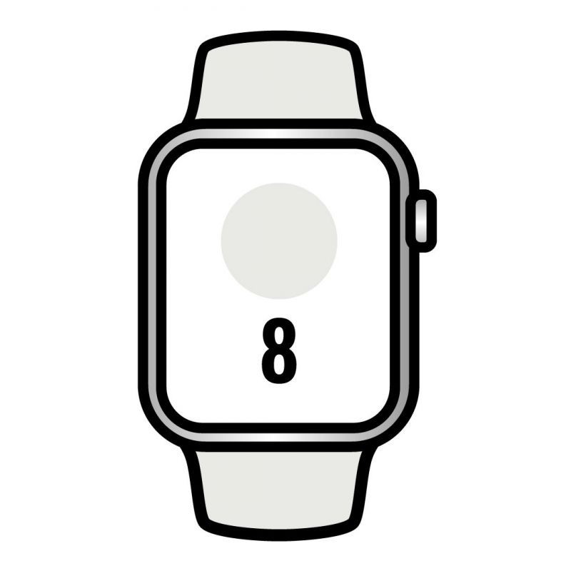 Apple Watch Series 8  GPS  Cellular  45mm  Caja de Aluminio Plata  Correa Deportiva Blanca
