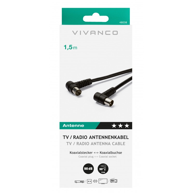Vivanco 48/20 15WB cable coaxial 1,5 m IEC Negro