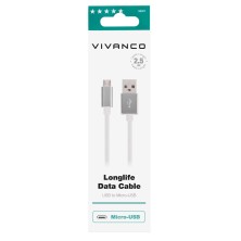 Vivanco HQDCVVMCUSB25SI cable USB 2,5 m USB 2.0 USB A Micro-USB B Gris, Blanco