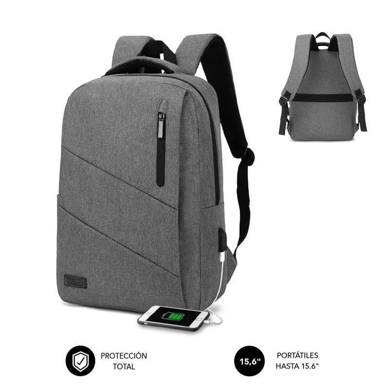 Mochila Subblim City Backpack para Portátiles hasta 15.6' Puerto USB Gris