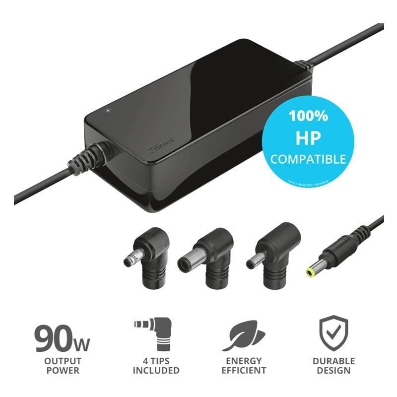 Cargador de Portátil Trust MAXO Para HP 90W Automático 4 Conectores Voltaje 18-20V