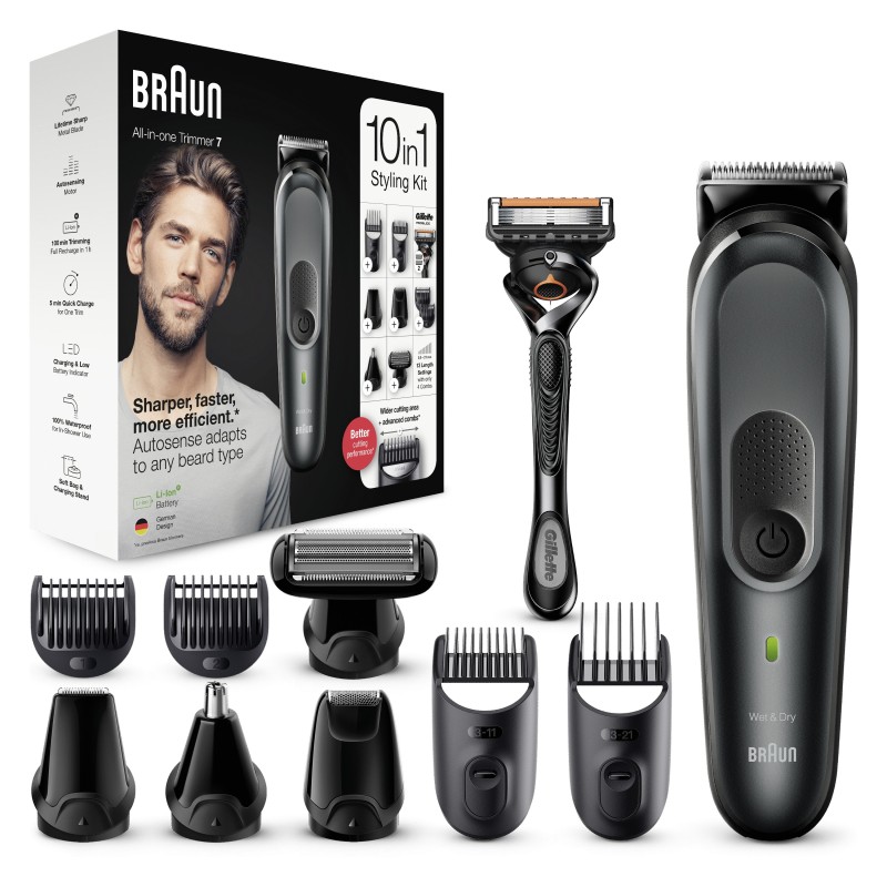 Braun All-in-one MGK7321 Batería 2,1 cm Mojado y seco Negro, Gris