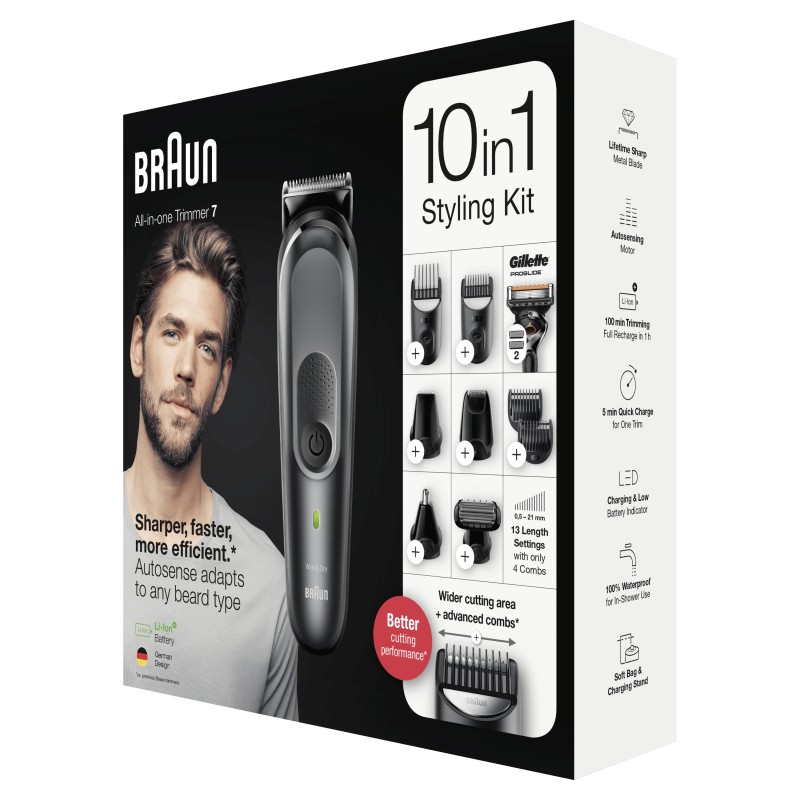 Braun All-in-one MGK7321 Batería 2,1 cm Mojado y seco Negro, Gris