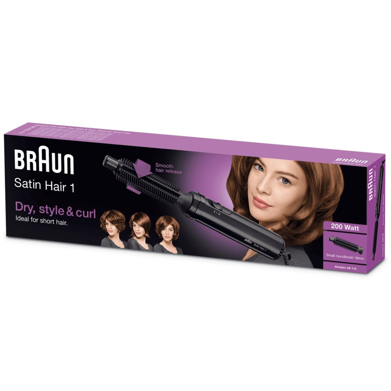 Braun Satin Hair 1 AS110 Cepillo de aire caliente Caliente Negro 200 W 2 m