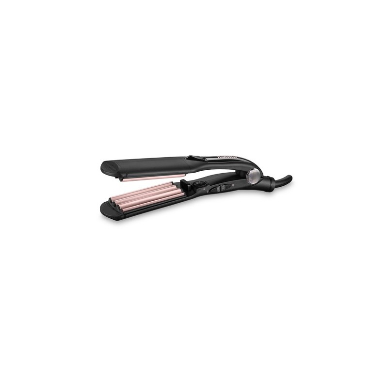 BaByliss The Crimper Plancha alisadora y rizadora para flequillo Caliente Negro, Rosa 1,8 m