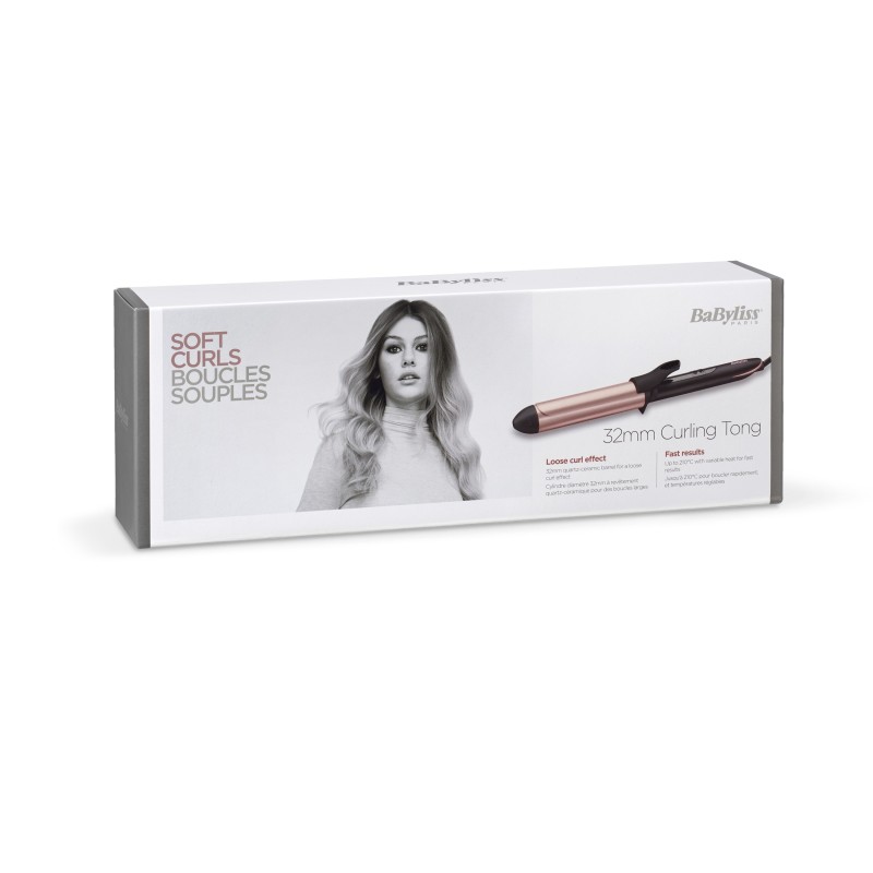 BaByliss 32mm Curling Tong Rizador de pelo Caliente Negro, Rosa 2,5 m