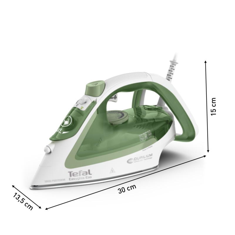 Tefal Easygliss Eco FV5781 Plancha vapor-seco Durilium AirGlide soleplate 2800 W Blanco, Verde