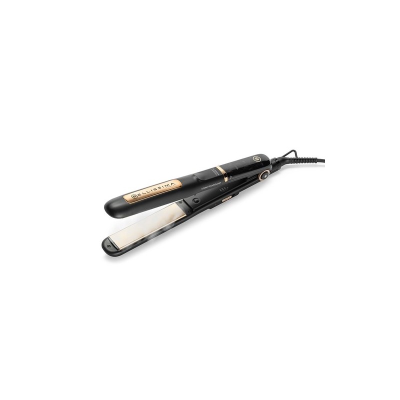 Bellissima Steam Ceramic & Keratin Plancha de pelo Vapor Negro, Oro 1,8 m