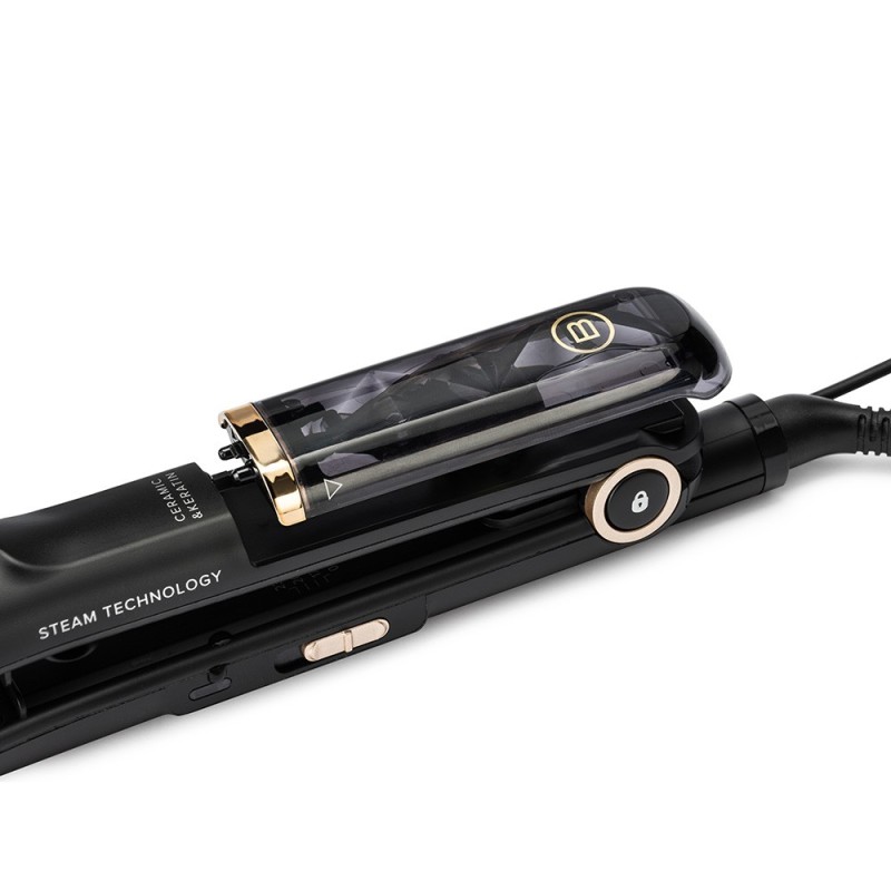 Bellissima Steam Ceramic & Keratin Plancha de pelo Vapor Negro, Oro 1,8 m