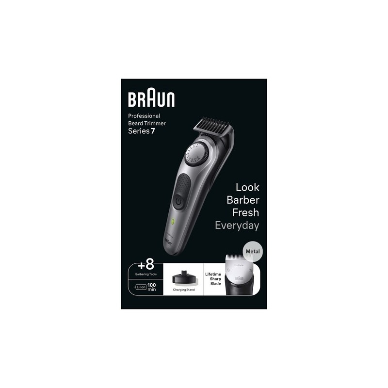 Braun BeardTrimmer 7 BT7420 Batería 40 2 cm Negro, Gris