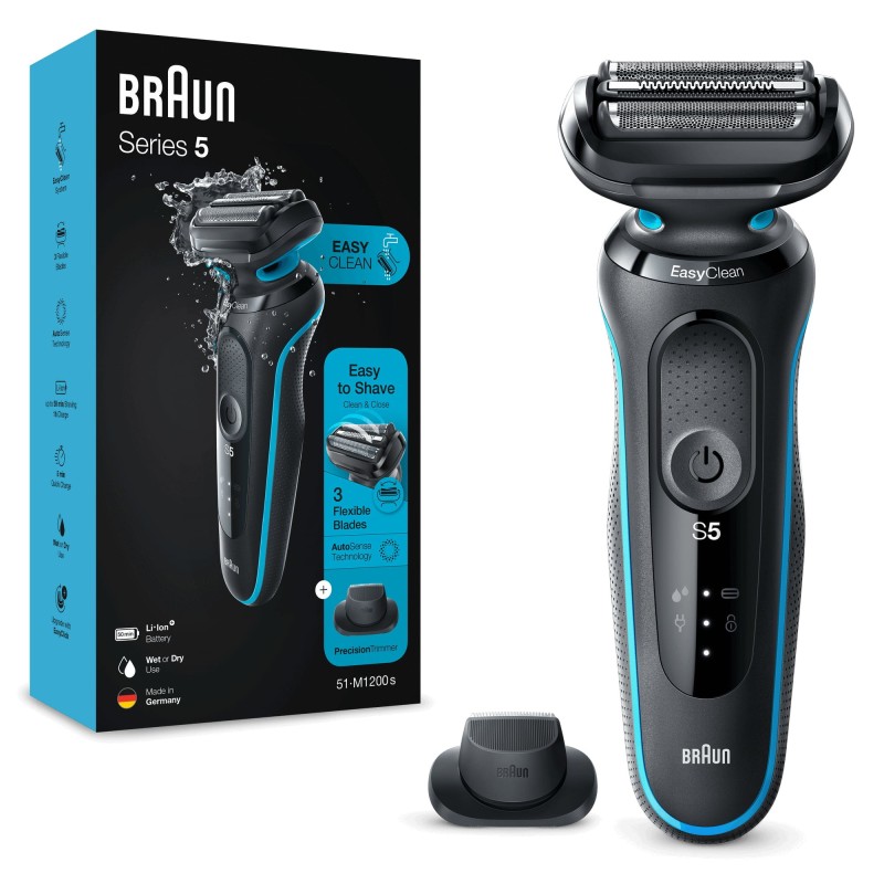 Braun Series 5 51-M1200s Máquina de afeitar de láminas Recortadora Negro, Azul