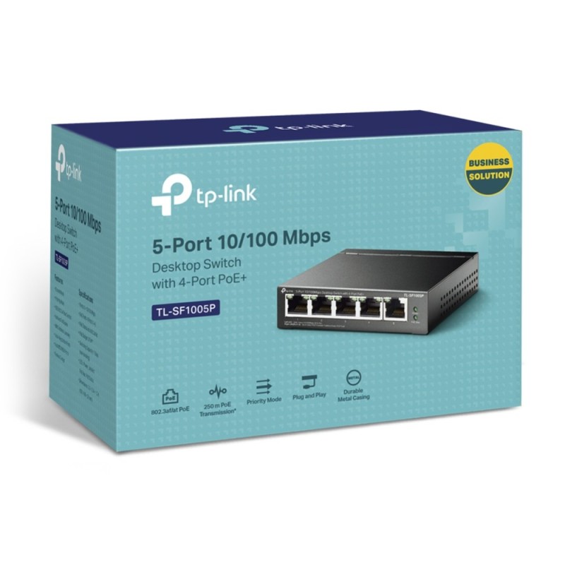 TP-Link TL-SF1005P No administrado Fast Ethernet (10/100) Energía sobre Ethernet (PoE) Negro