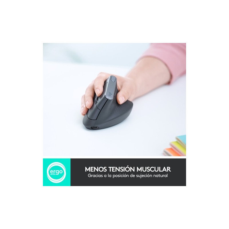 Logitech MX Vertical ratón Oficina mano derecha RF Wireless + Bluetooth Óptico 4000 DPI