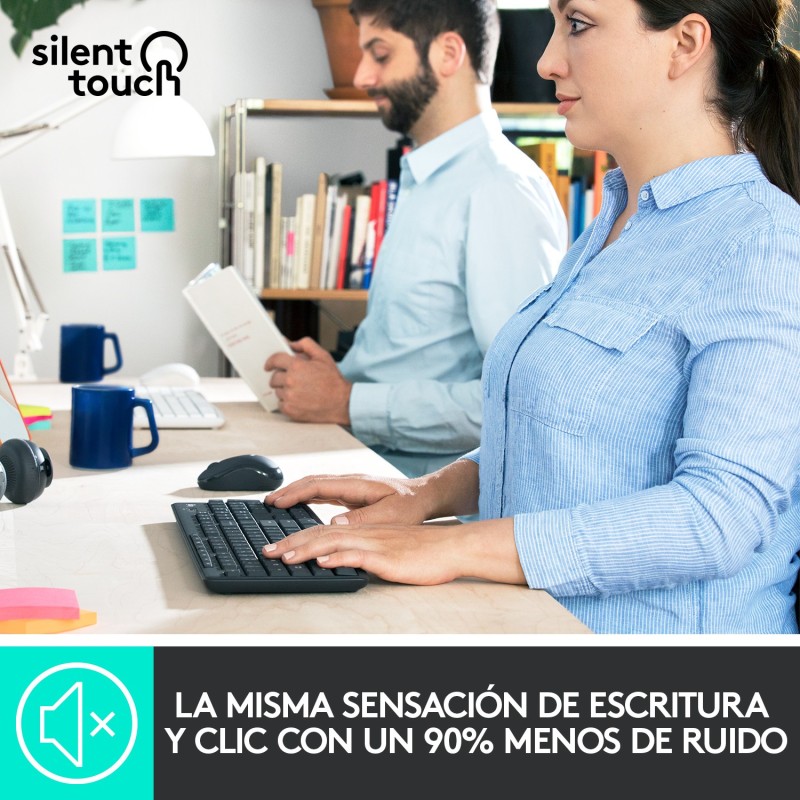 Logitech MK295 Silent Wireless Combo teclado Ratón incluido Oficina USB QWERTY Español Grafito