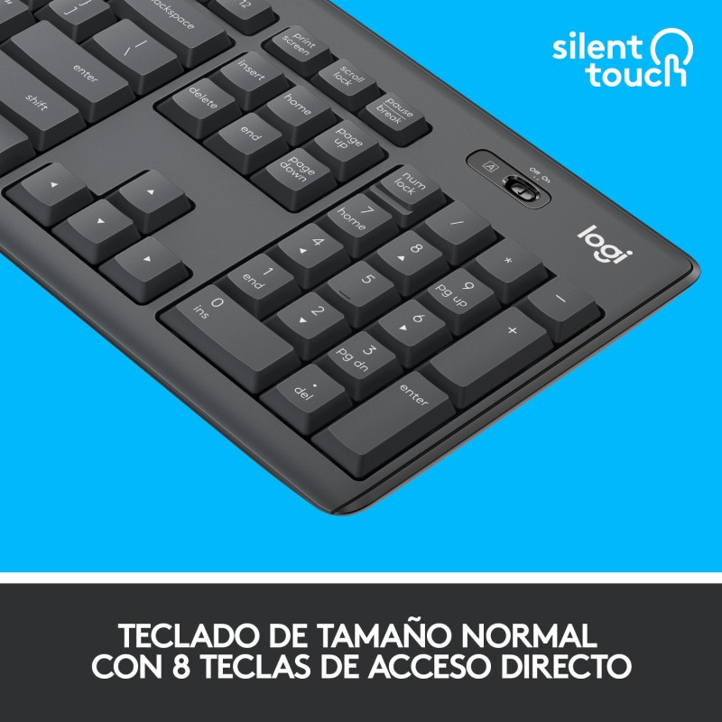 Logitech MK295 Silent Wireless Combo teclado Ratón incluido Oficina USB QWERTY Español Grafito