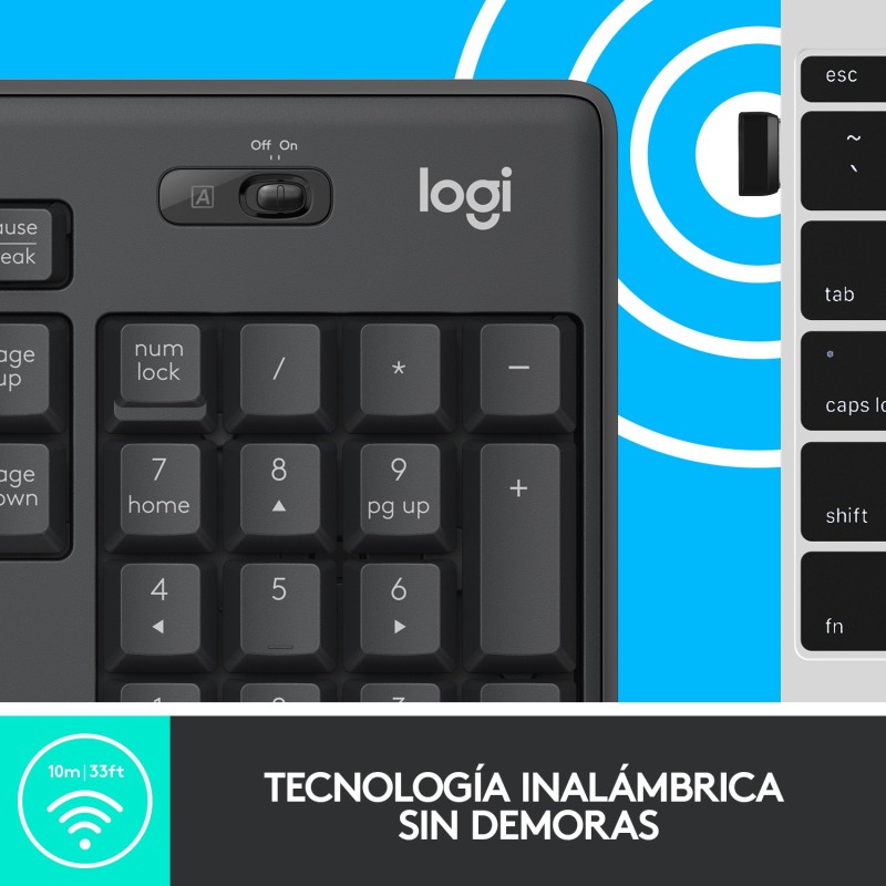 Logitech MK295 Silent Wireless Combo teclado Ratón incluido Oficina USB QWERTY Español Grafito