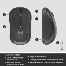 Logitech MK295 Silent Wireless Combo teclado Ratón incluido Oficina USB QWERTY Español Grafito