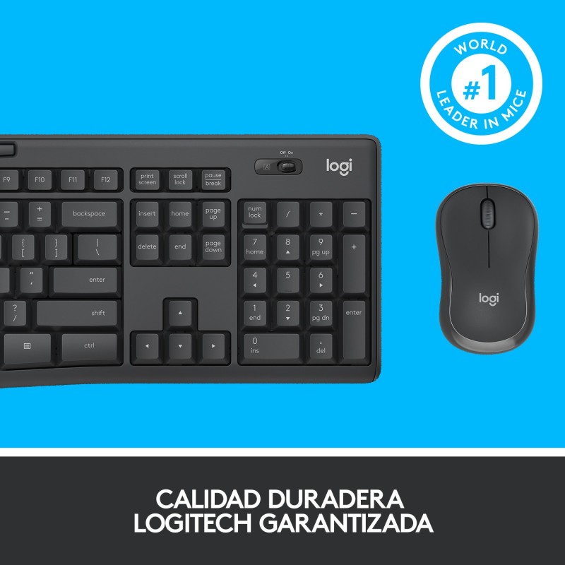 Logitech MK295 Silent Wireless Combo teclado Ratón incluido Oficina USB QWERTY Español Grafito