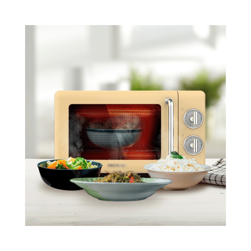 Cecotec 01708 microondas Encimera Microondas con grill 20 L 700 W Beige, Acero inoxidable