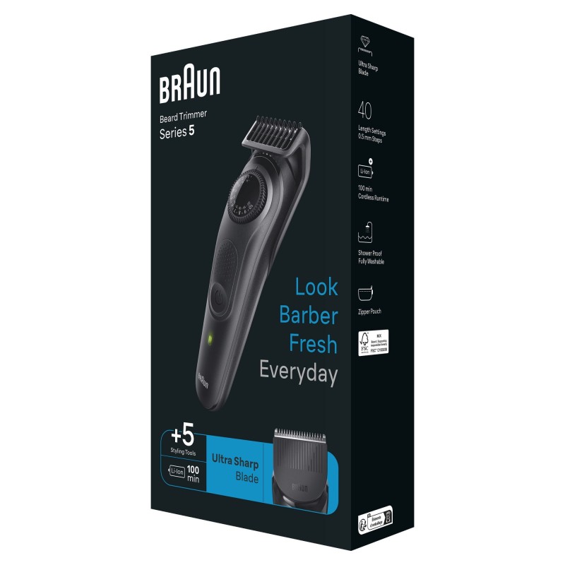 Braun BeardTrimmer 5 BT5420 Batería 40 2 cm Negro