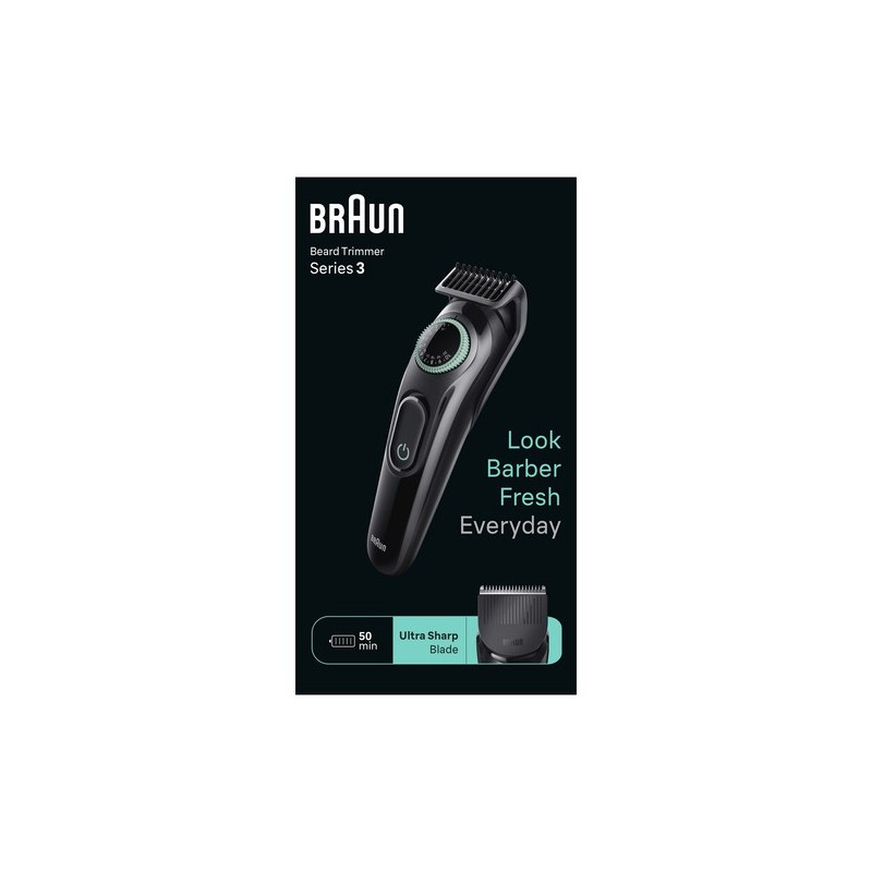 Braun BeardTrimmer 3 BT3411 Batería 40 2 cm Negro, Verde