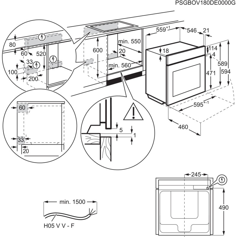 Electrolux EOB8S31X 70 L 3500 W A+ Acero inoxidable