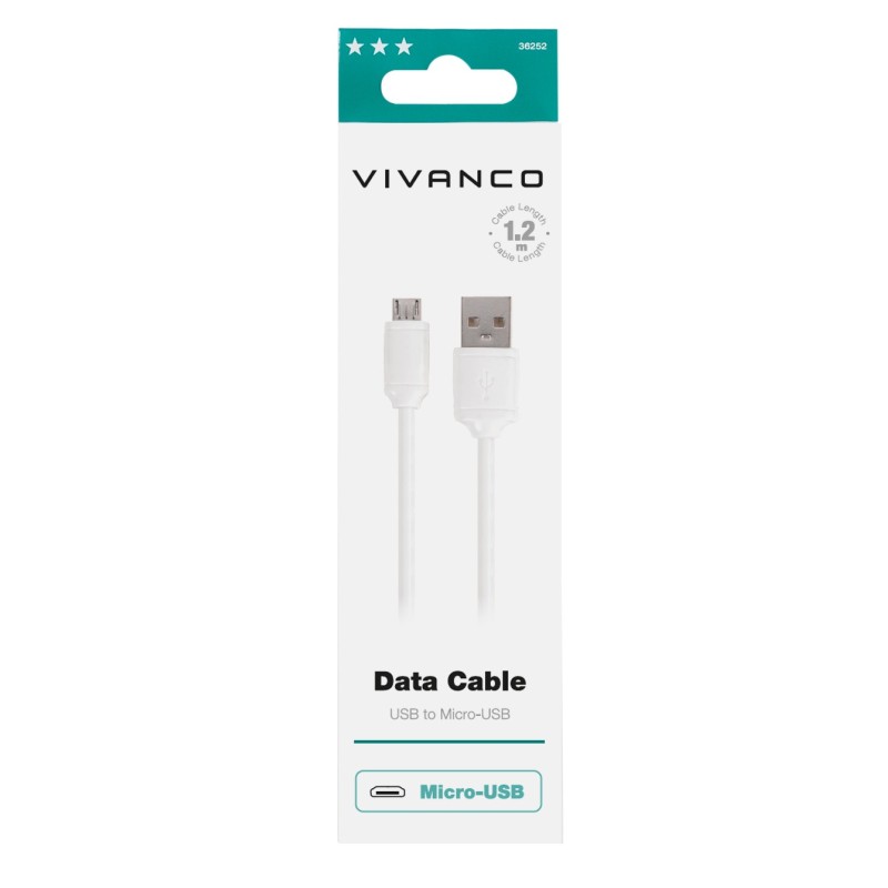 Vivanco Data cable USB USB 2.0 1,2 m Micro-USB B USB A Blanco