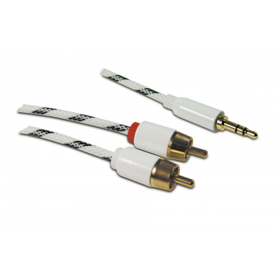 CABLE JACK 3.5MM metronic / 2 RCA - Blanco/Negro - NYLON