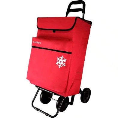 Carro de compra Bastilipo 7081 - 4 Ruedas, Bolsa isotérmica, 50 L, Rojo.