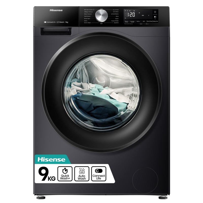 Hisense WF3S9043BB3 lavadora Carga frontal 9 kg 1400 RPM Negro