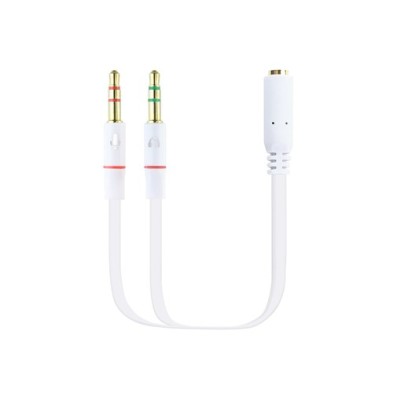 Nanocable Cable Adaptador Audio Jack 3.5/H de 4 Pines a 2 Jack 3.5/M de 3 Pines, Blanco, 20 Cm