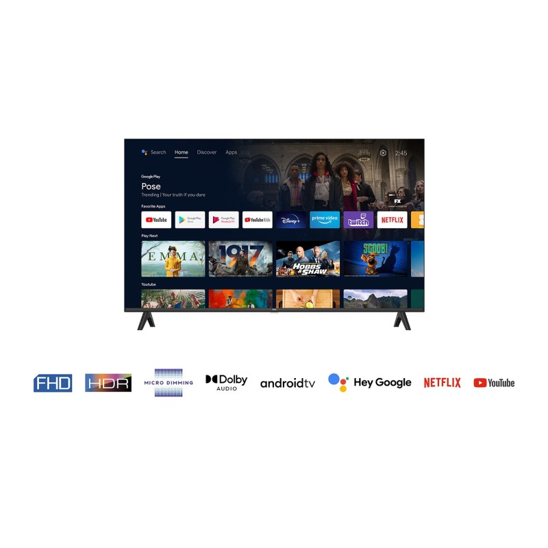 TCL S54 40S5400A Televisor 101,6 cm (40") Full HD Smart TV Wifi Plata