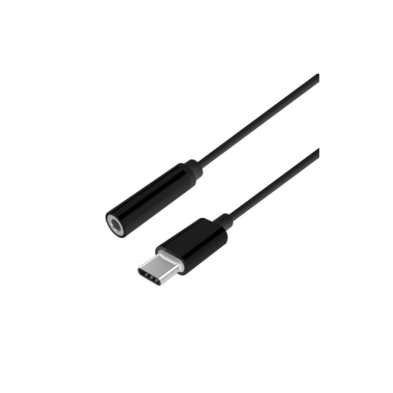 AISENS Conversor USB-C a audio estilo Apple, USB-C/M-Jack 3.5/H, Negro, 15 cm