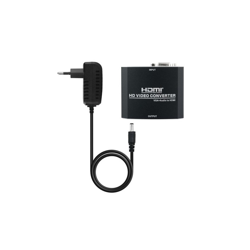 Nanocable Conversor SVGA+Audio a HDMI con Alimentación, SVGA/H+Jack 3.5/H-HDMI A/H, Negro