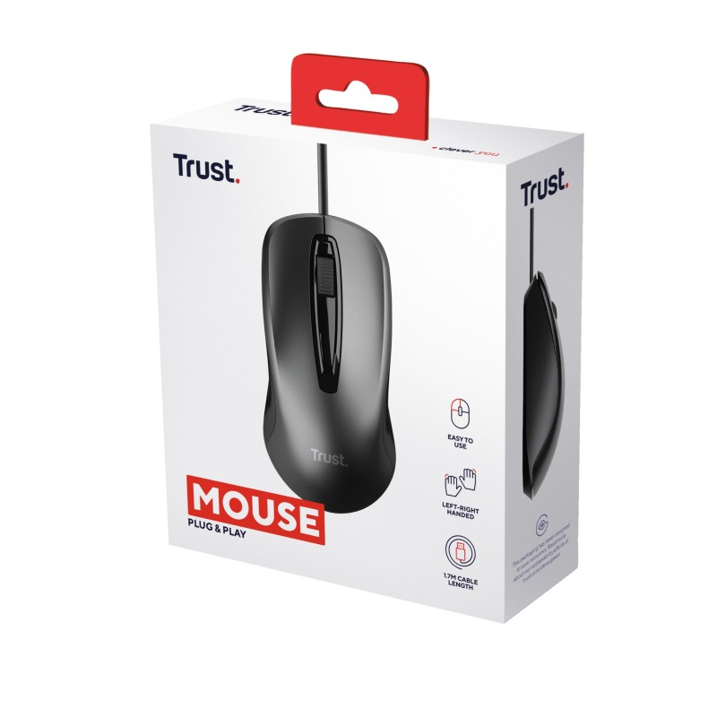 Trust 24657 ratón Oficina Ambidextro USB tipo A Óptico 1200 DPI