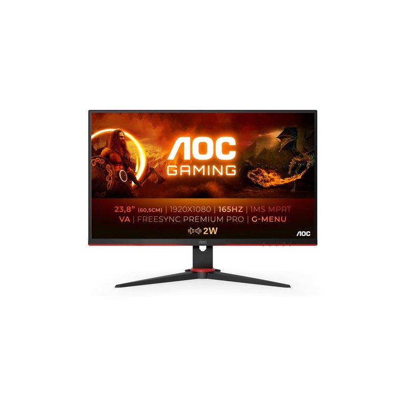 AOC 24G2SAE/BK pantalla para PC 60,5 cm (23.8") 1920 x 1080 Pixeles Full HD Negro, Rojo