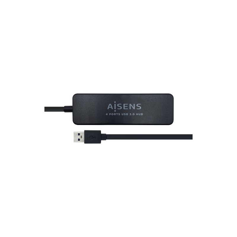 AISENS Hub USB 3.0, Tipo A/M - 4 x Tipo A/H, Negro, 30 cm