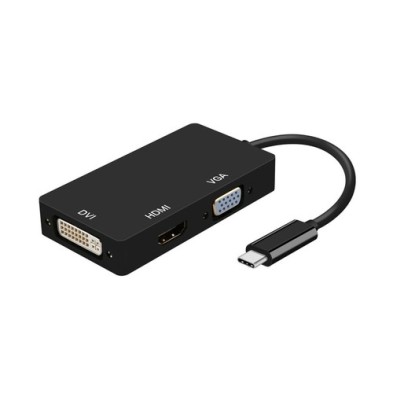 AISENS Conversor USB-C A DVI/HDMI/VGA, USB-C/M-DVI/H-HDMI/H-VGA/H, Negro, 15cm