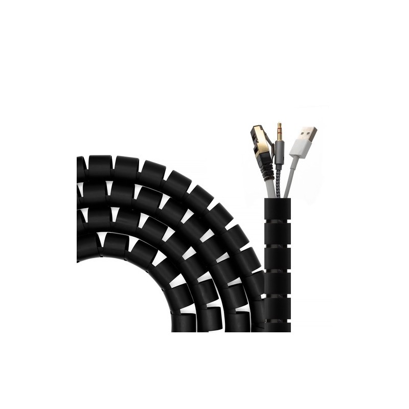 AISENS Organizador De Cable En Espiral 25mm, Negro, 3.0 m