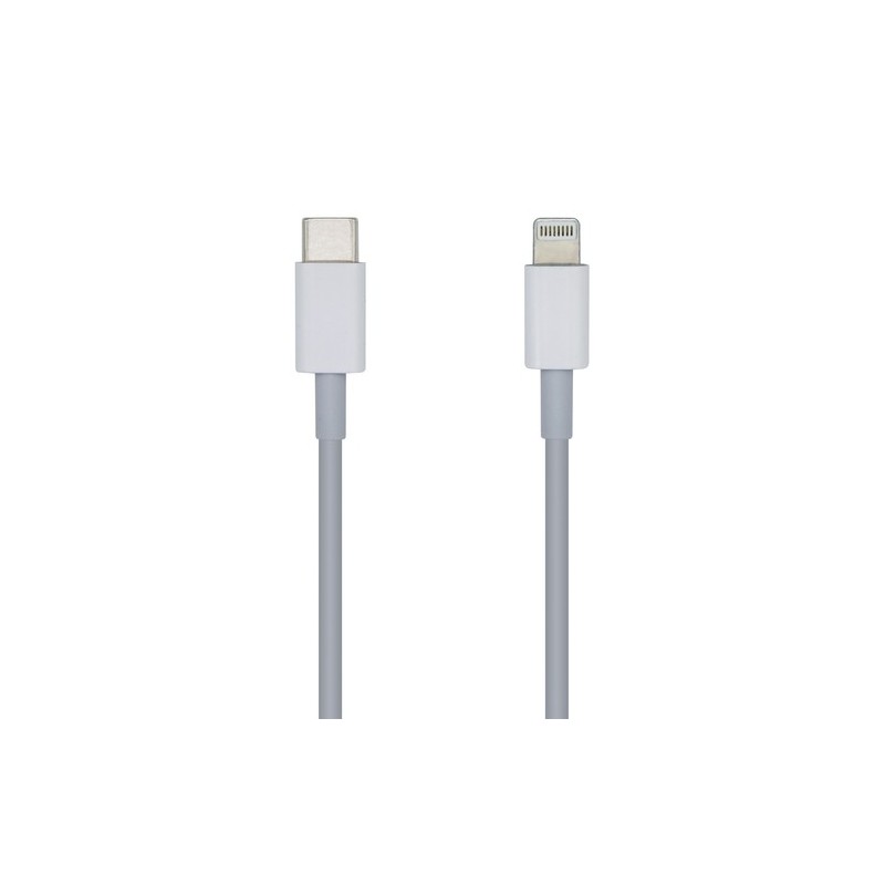 AISENS Cable USB 2.0 USB-? A Lightning PD 2A, Lightning/M-USB-?/M, Blanco, 20cm